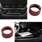 2X Red Aluminum AC Knob Cover Trim for Toyota Corolla (2019–2021)