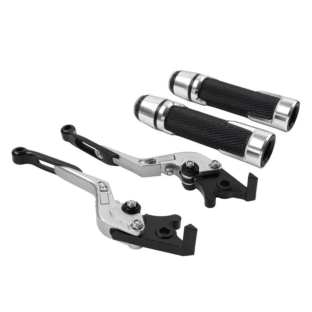 Silver Extendable Brake Clutch Lever Grip Set for Honda CB1100 CB1300 (2013-2023)