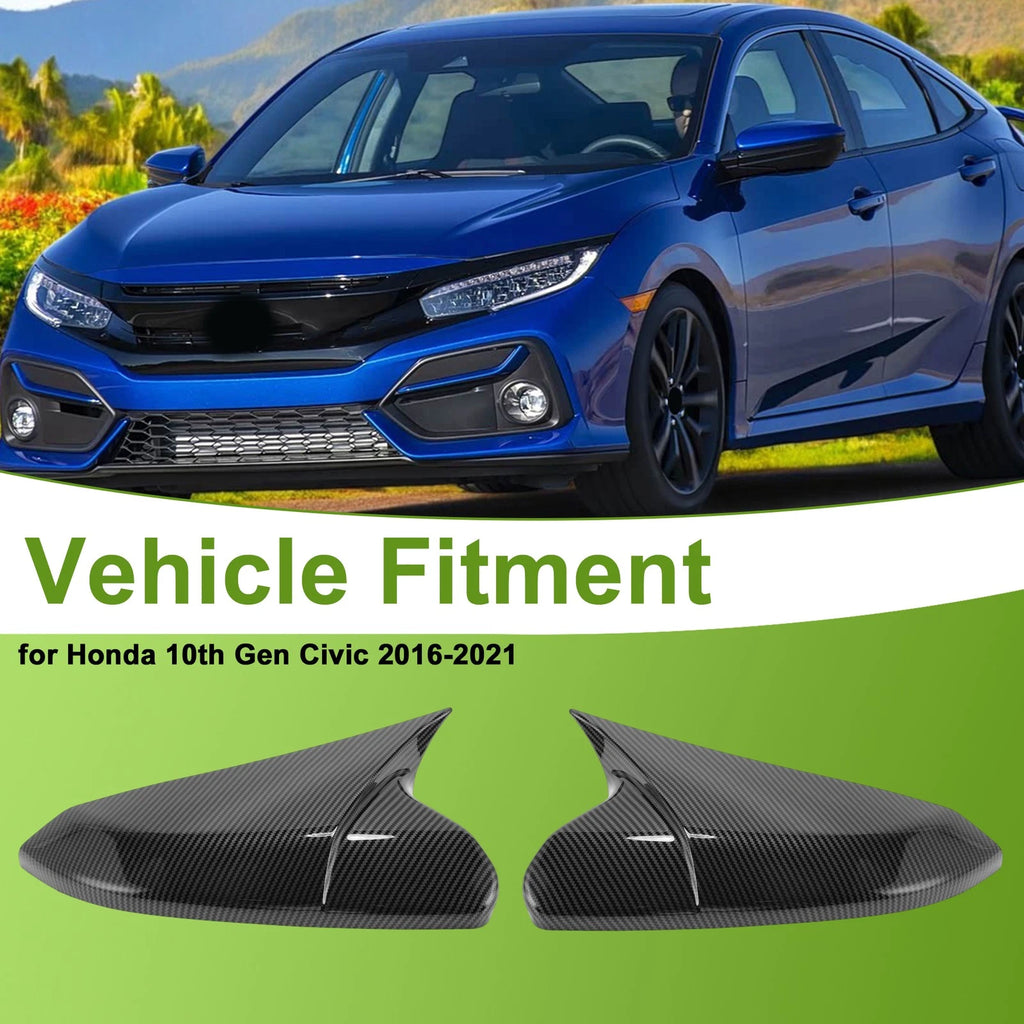 Set of 2 Side Mirror Cover Caps for Honda Civic (2016–2021) - Black