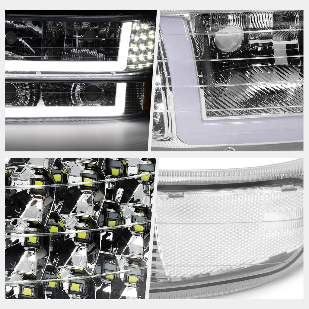 LED DRL Bumper Headlights for Chevy Silverado (1999–2002) - Chrome Housing