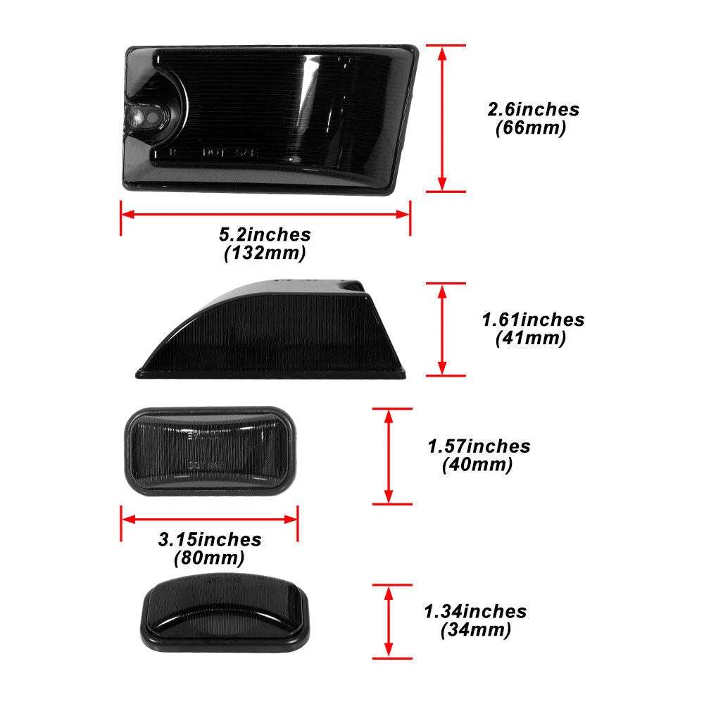 Set of 5 Cab Roof Marker Light Housings for Hummer H2 (2003–2009)