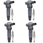 4X Ignition Coils + 4X Spark Plugs for Kia Optima, Sportage, Hyundai Sonata (2.4L)