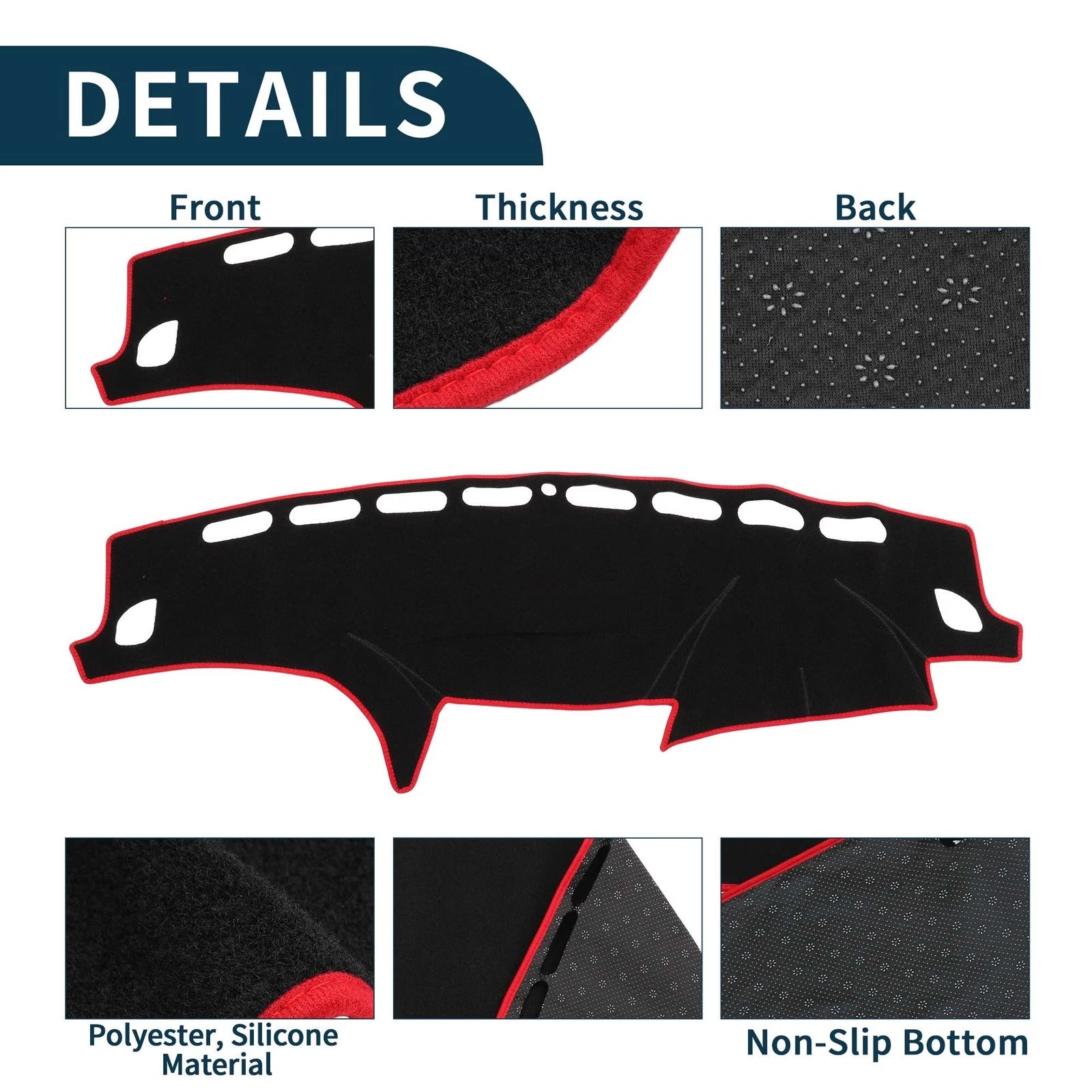 Dashboard Dash Cover Mat for Subaru Forester (2007–2012) Black Red