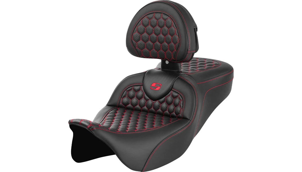 Saddlemen Roadsofa Seat Backrest for Harley Touring (2008–2023) Red Honeycomb