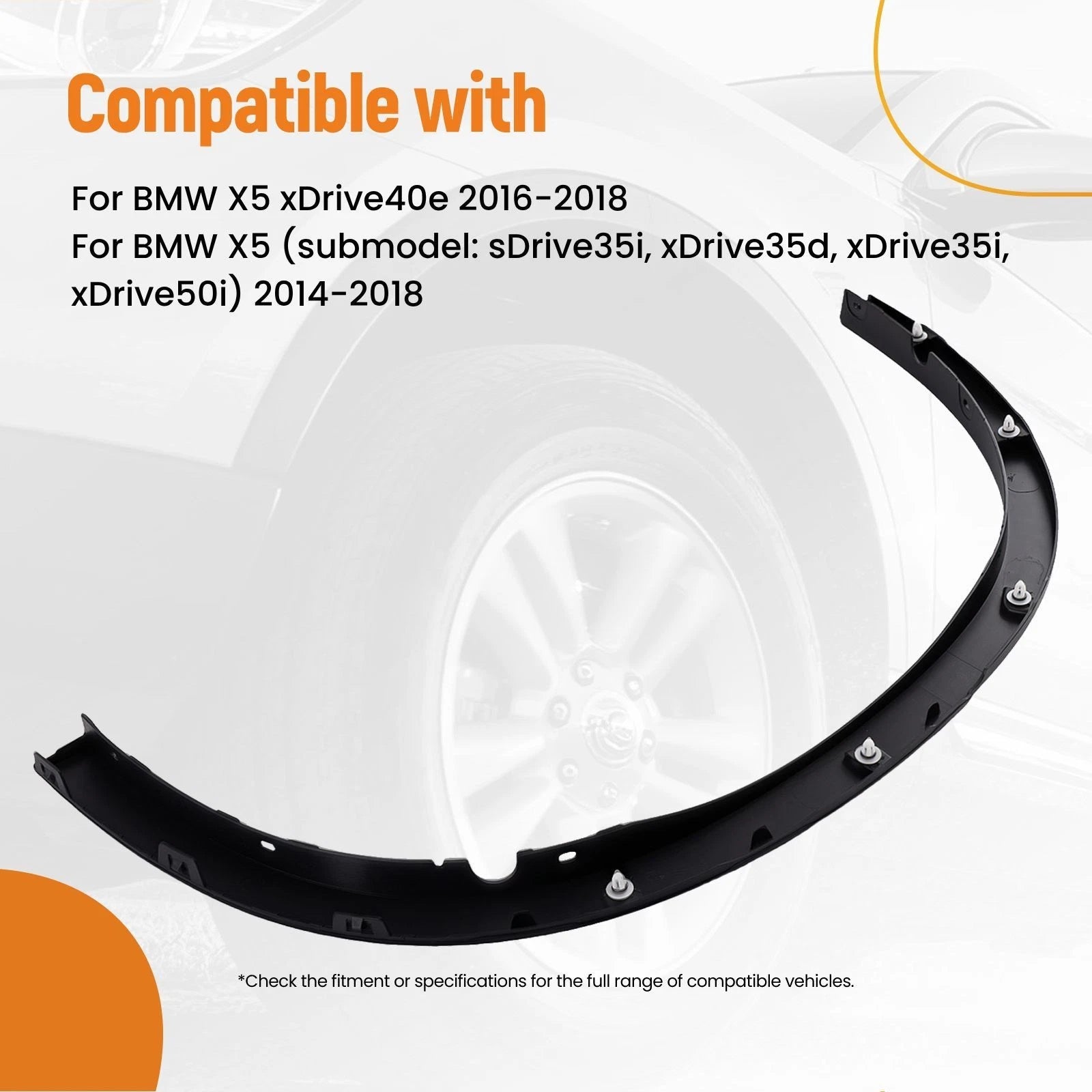 Fender Flare Trim Left for BMW X5 (2014–2018) 51777294371 Black