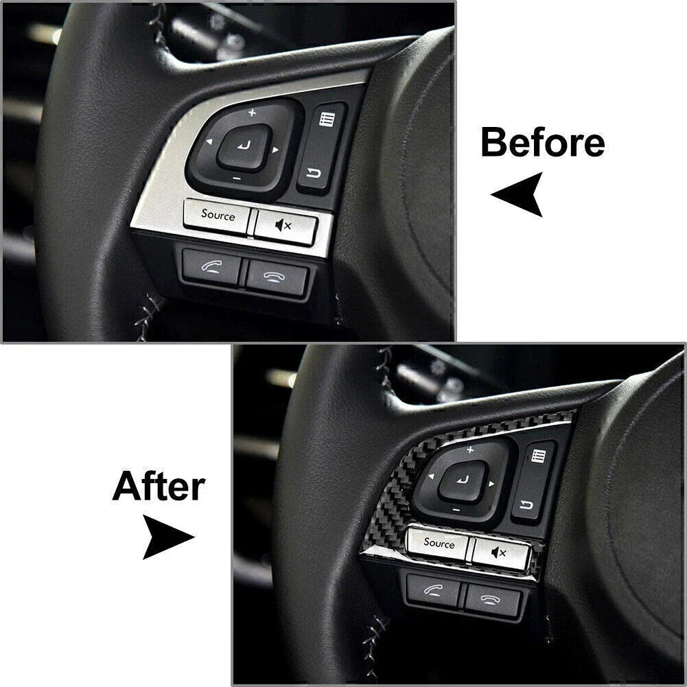 Carbon Fiber Steering Wheel Button Trim Cover for Subaru Forester (2013-2018)