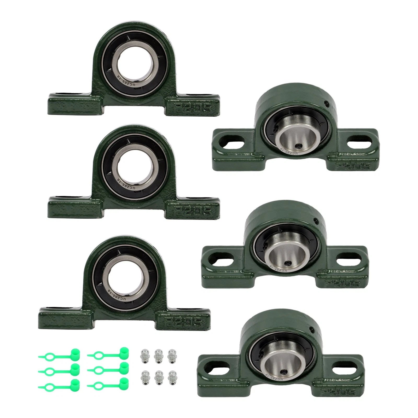 Set of 6 Pillow Block Mounted Ball Bearings for Various Applications