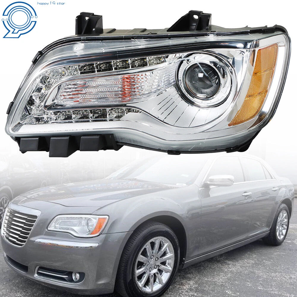 Headlight Assembly for Chrysler 300 (2011–2014) Chrome Halogen LH Side
