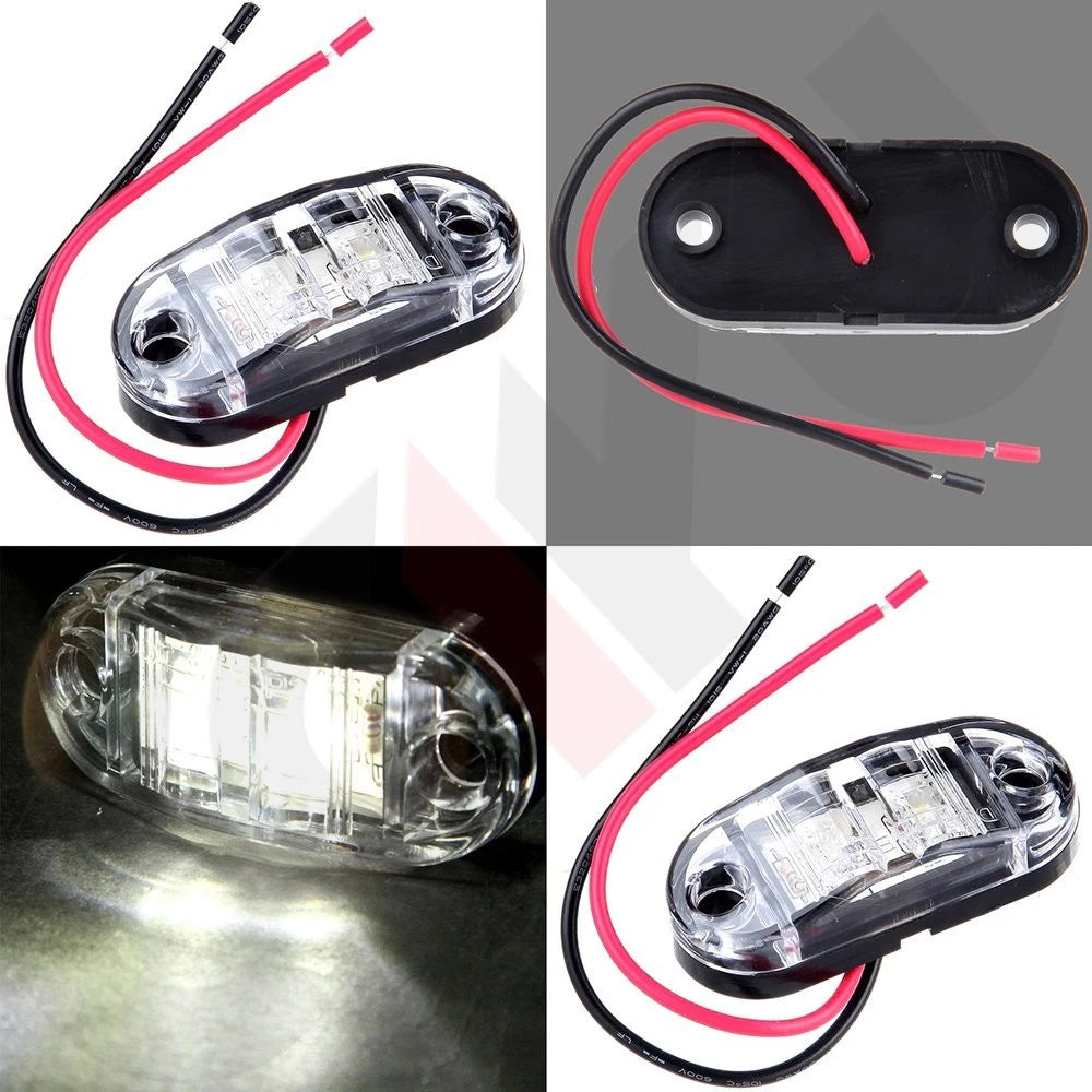 2pcs White LED Clearance Side Marker Lights for Trailer (2.5'')