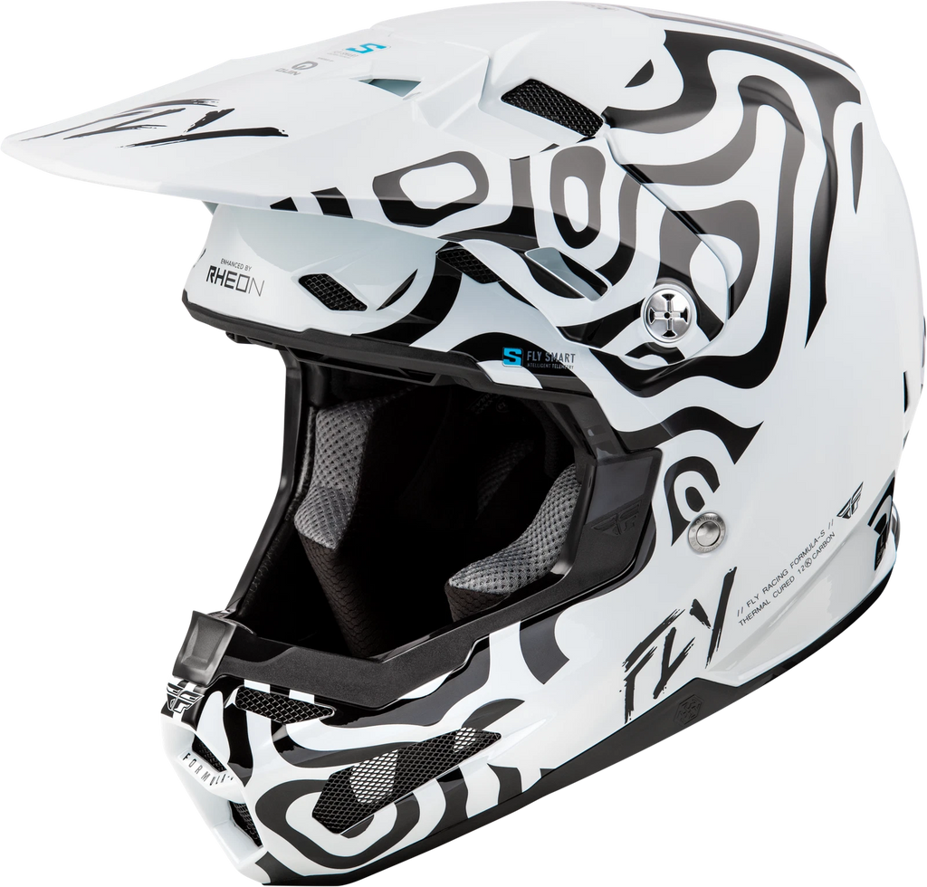 Fly Racing Youth Formula S Carbon Helmet White/Black for Offroad (2023+)