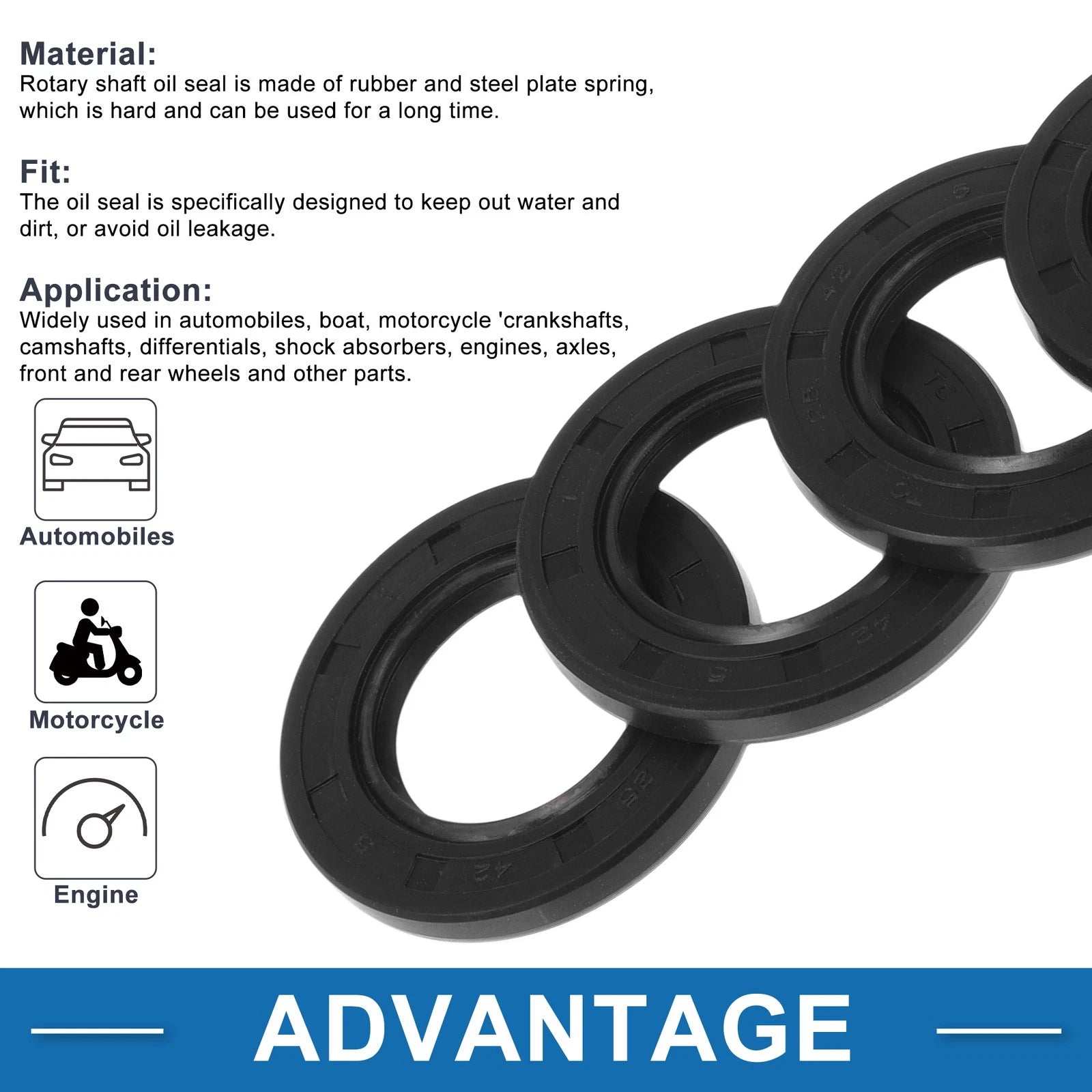 Set of 5 Oil Seal Rotary Shaft Seal 25x42x5mm for Various Models