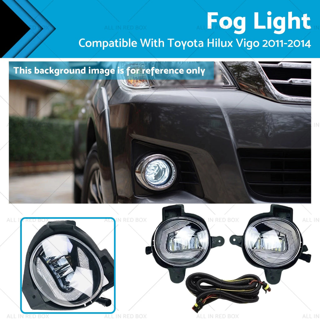 Pair Front Fog Lights LED Dynamic Turn for Toyota Hilux Vigo (2011–2014)
