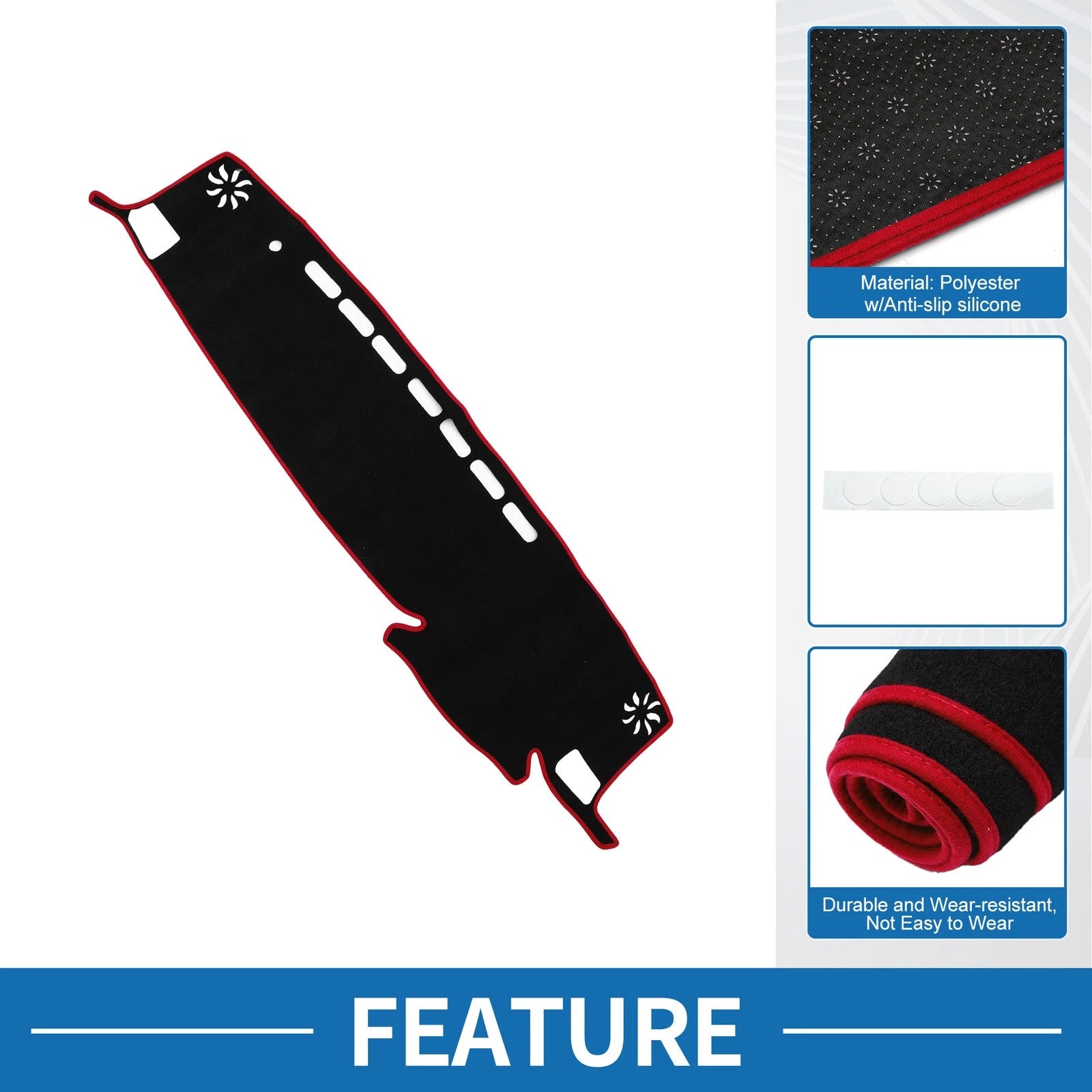 Dashboard Cover Mat for Toyota Highlander (2021–2024) Black Red