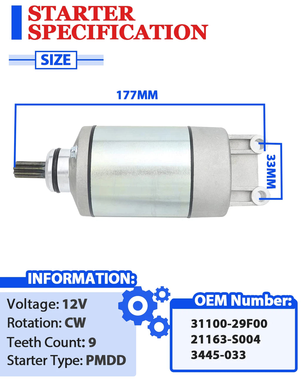 Starter Motor for Arctic Cat ATV 400 DVX (2004–2008) with Relay