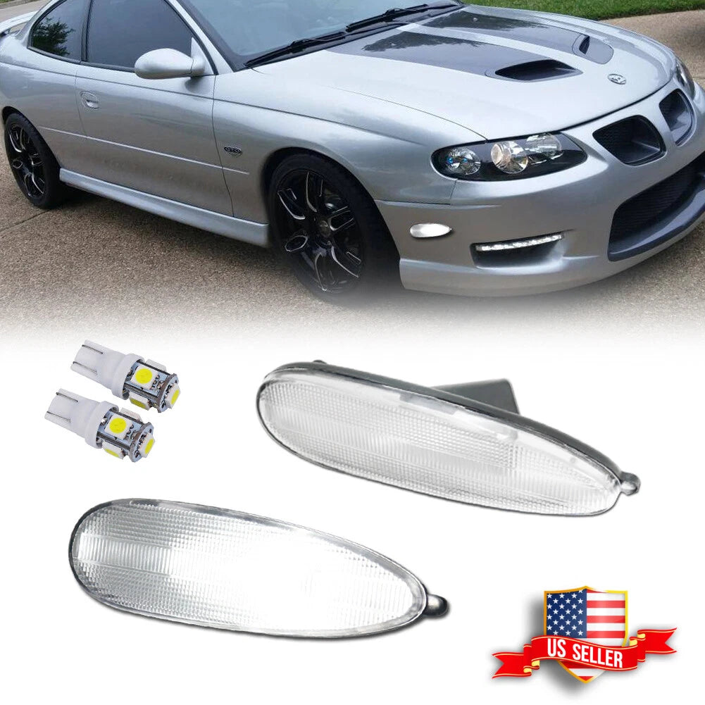 Clear White LED Front Bumper Side Marker Lights for Pontiac GTO (2004–2006)