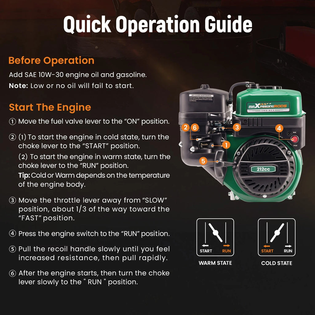 Gasoline Engine Motor for Horizontal Compressor (212cc, 4-Stroke)