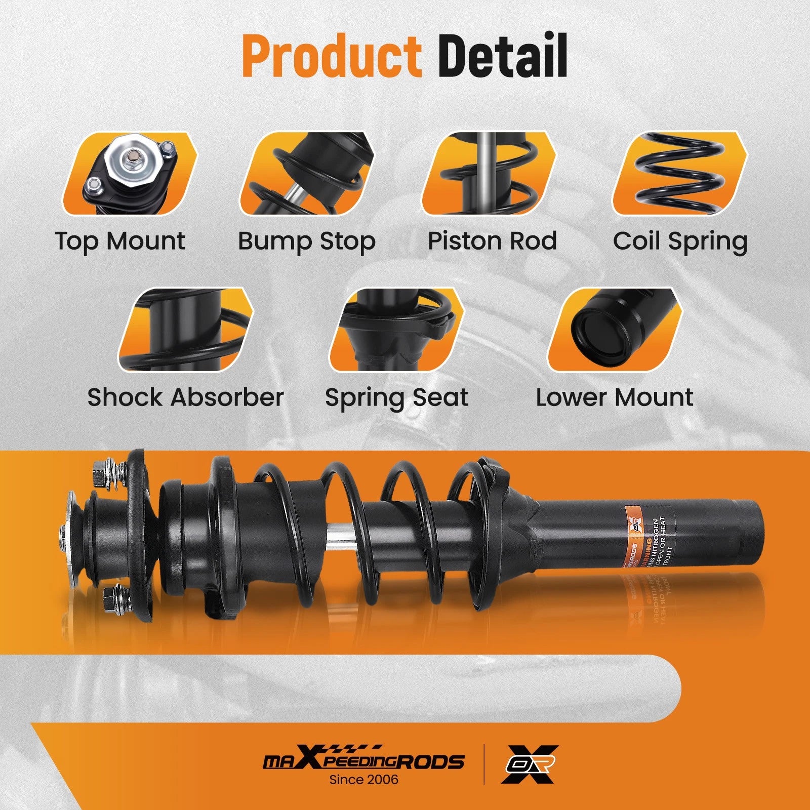 2X Front Coil-Over Shocks for Kawasaki Mule 3000 3010 3020 (2001-2006)