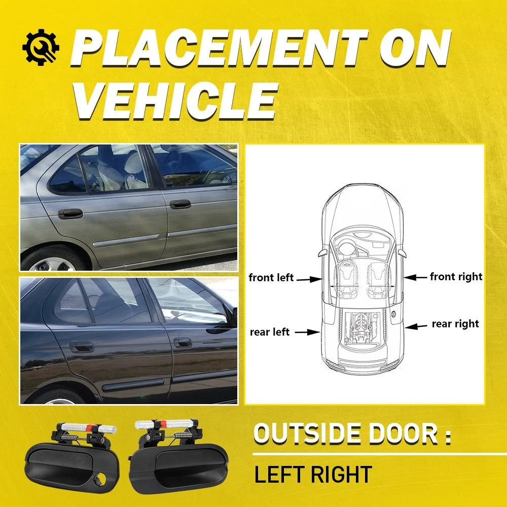 Set of 4 Rear Front Outside Door Handles for Nissan Sentra (2000–2006)