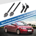 4pcs Front Inner Outer Tie Rod Ends for Dodge Dakota (2000-2004) 4WD