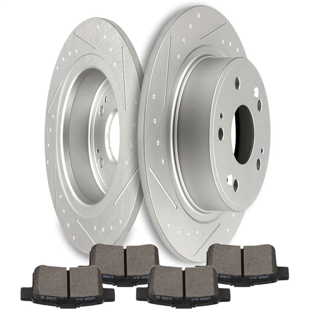 Set of 4 Rear Brake Rotors and Ceramic Pads for Honda Accord, Acura TSX