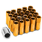 Set of 4 Open-End Aluminum Orange Lug Nuts + Adapter M12x1.25 (20mm OD)
