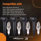 Set of 4 Ignition Coils & Spark Plugs for Toyota Matrix Corolla Camry 2.4L (2006–2012)