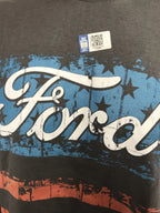 Licensed Ford T-Shirt Charcoal American Flag Logo for Ford (2000–2024)