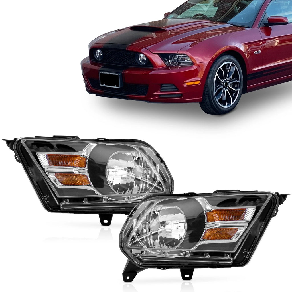 Front Pair Black Headlights for Ford Mustang (2010–2014)