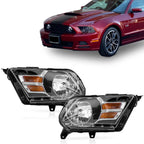Front Pair Black Headlights for Ford Mustang (2010–2014)