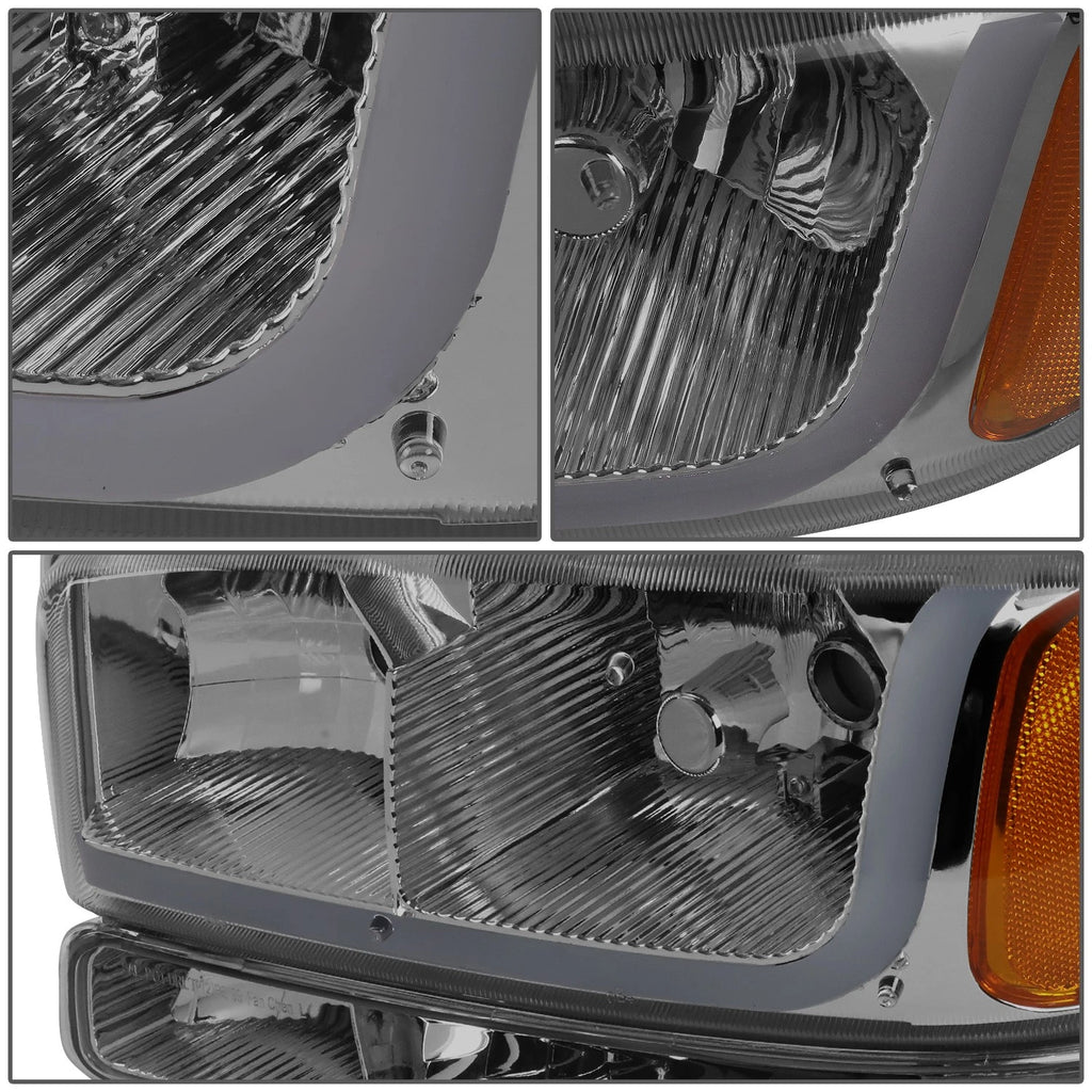 LED DRL Bar Smoked/Amber Headlight Bumper Lamp for GMC Sierra (1999–2007)
