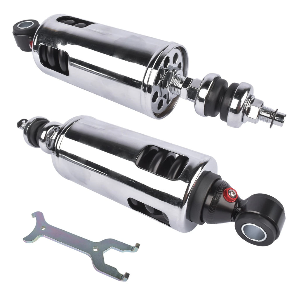 2X Adjustable Chrome Rear Suspension Shocks for Harley Softail (2000–2017)