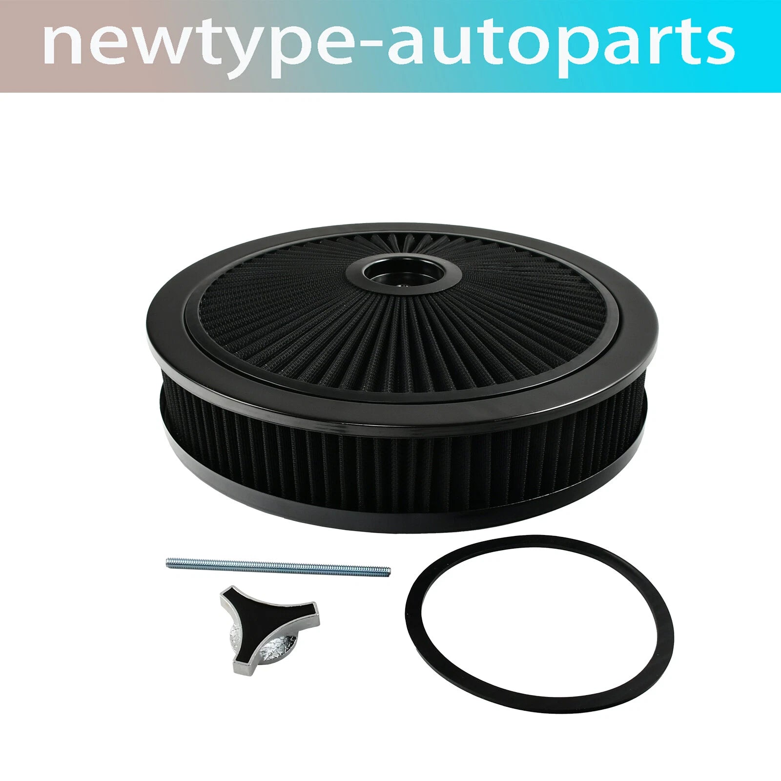 14" x 3" Black Round High Flow Washable Air Cleaner for SBC (350)