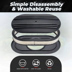 Oval Half Finned Polished Aluminum Air Cleaner with Washable Filter