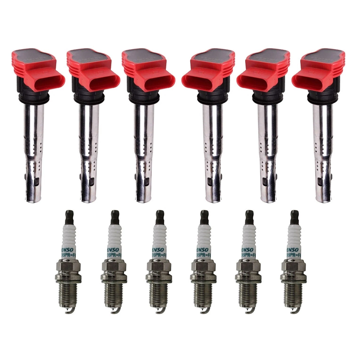 Set of 6 Ignition Coils & Denso Iridium Spark Plugs for Audi A6 (2011)