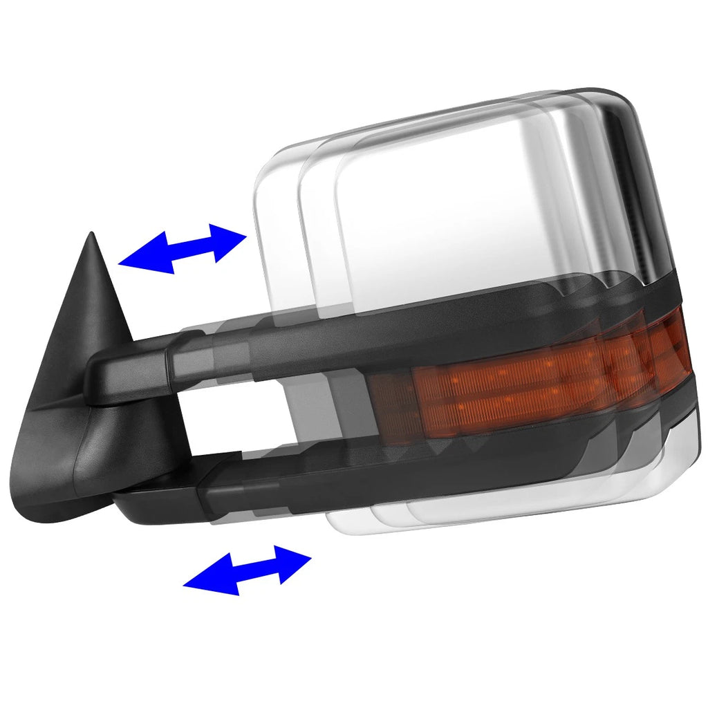Chrome Manual Side Towing Mirror with LED Amber Signal for Chevy Silverado (2007–2014)