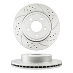 Rear Drilled Slotted Rotors and Pads for Chrysler 300 and Dodge Challenger (2011–2014)