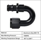Push-On Lock Hose Fitting 8AN to 1/2 In Barb for Fuel Line (180°)