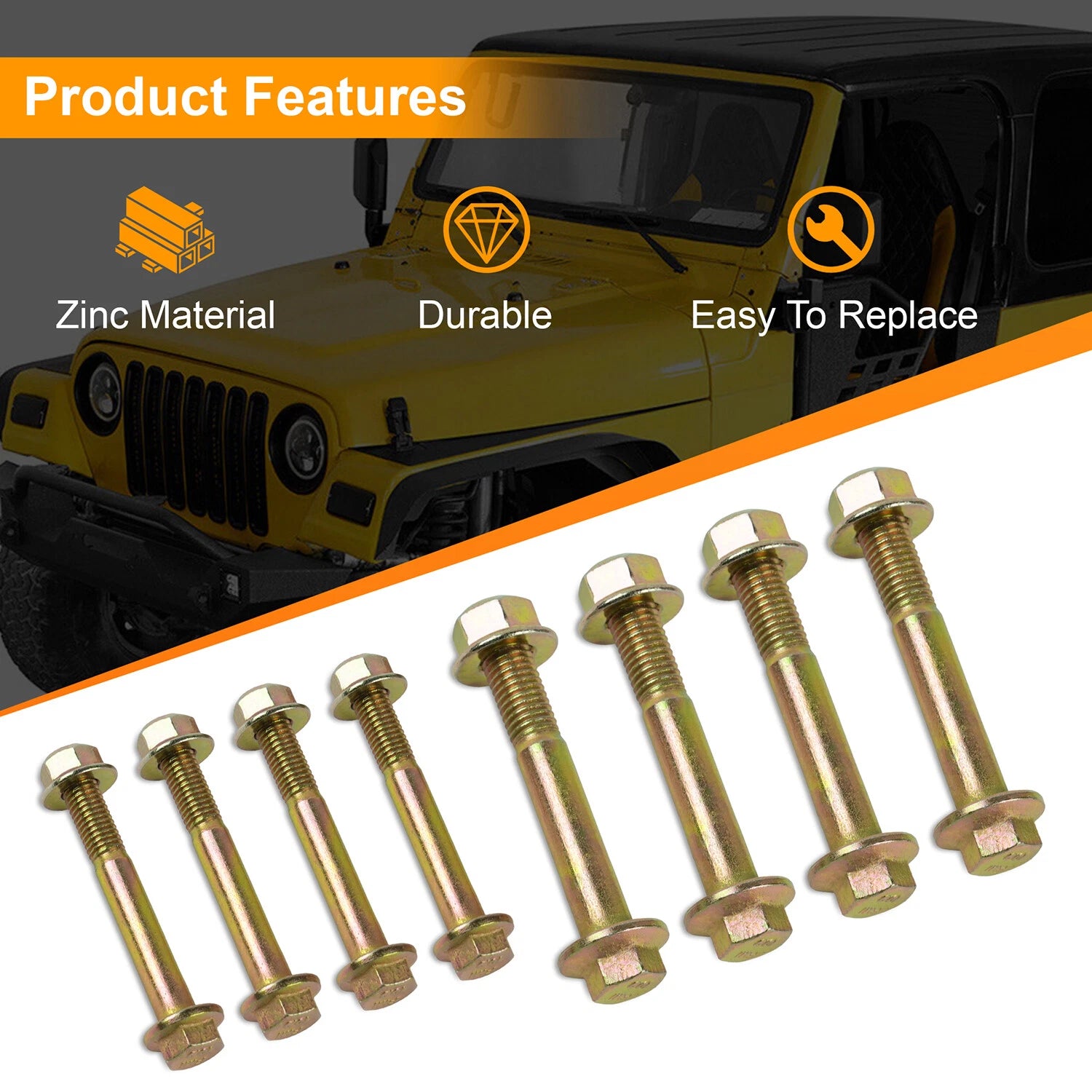 Control Arm Bolts for Jeep Wrangler TJ/LJ (1997–2006)