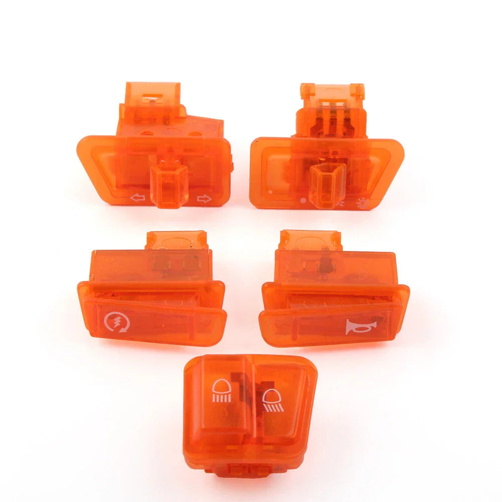 5Pcs Orange Turn Signal Headlight Ignition Horn Switch Caps for GY6 50-150cc