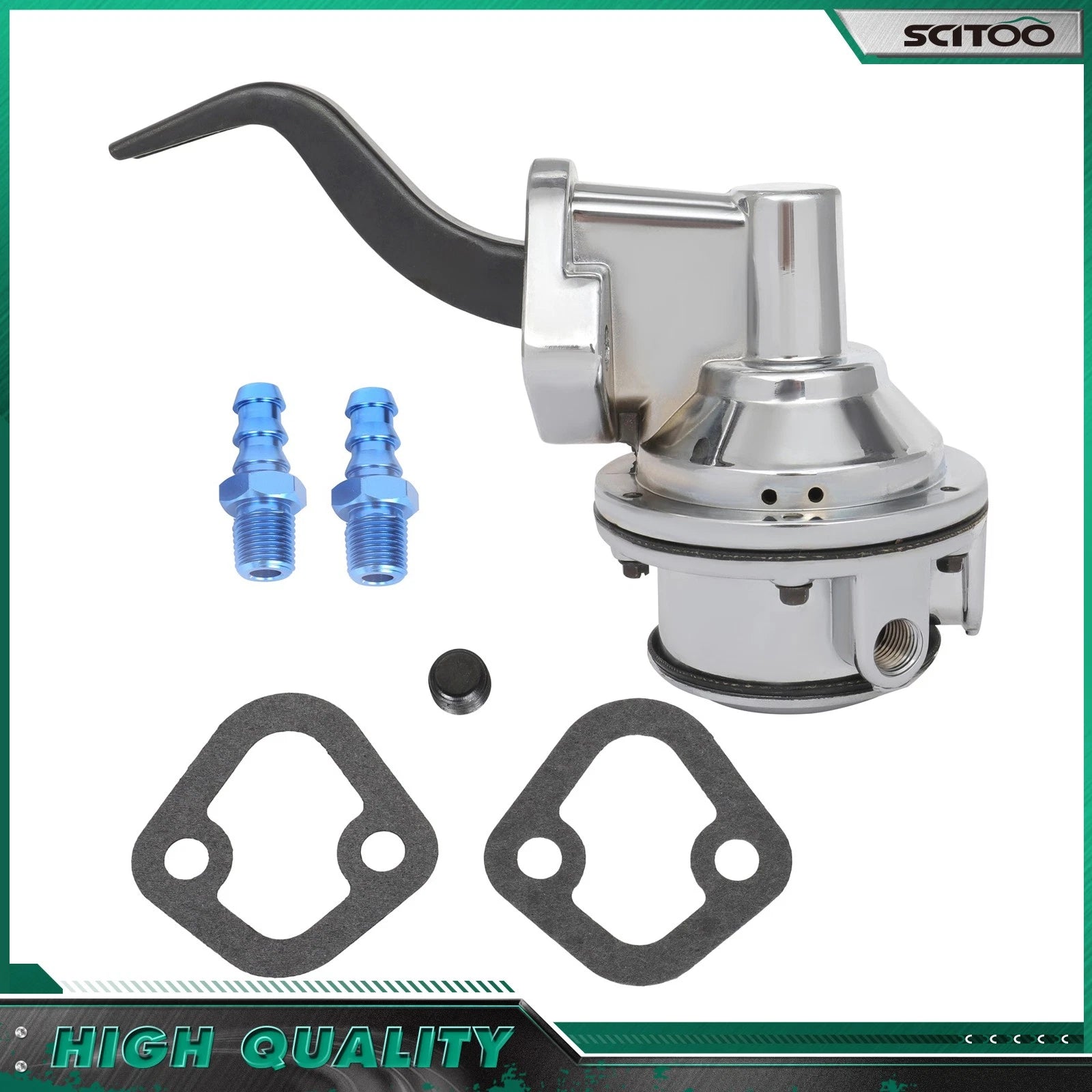 High Volume Fuel Pump for Pontiac 326 350 400 389 455 V8 (8PSI 140GPH Chrome)