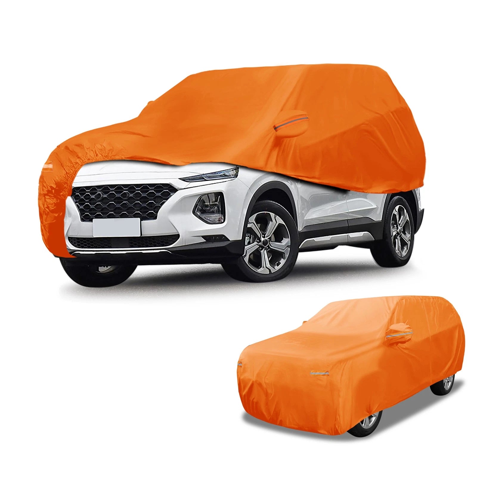 Waterproof Car Cover for Hyundai Santa Fe (2013–2023) - Orange Cotton, Zipper