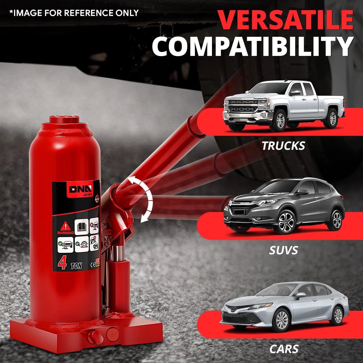 15" Red Hydraulic Bottle Jack for Automotive Repair (4 Tons)