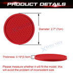 4-Piece Red Non-Slip Cup Coasters for Car (Universal, Embedded) (Set)