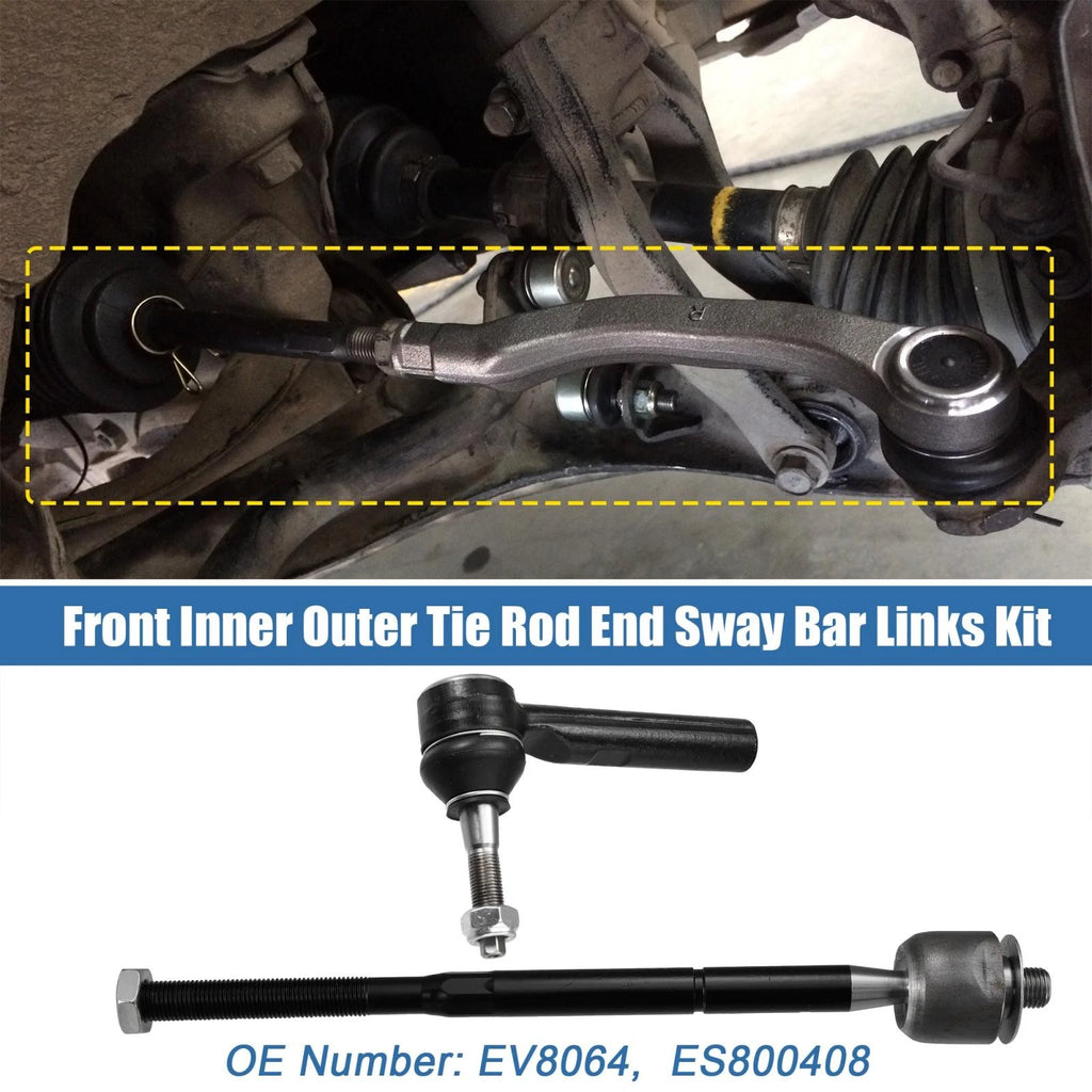 Set of 4 Front Inner Outer Tie Rod End Links EV80645 ES800408 for Dodge Caliber (2007–2012)
