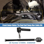 Set of 4 Front Inner Outer Tie Rod End Links EV80645 ES800408 for Dodge Caliber (2007–2012)