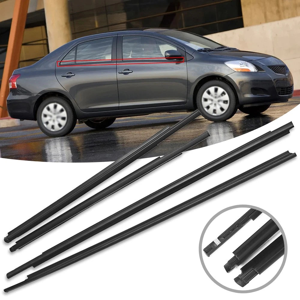 Set of 4 Weatherstrip Window Moulding Trim Seals for Toyota Yaris (2007–2016)