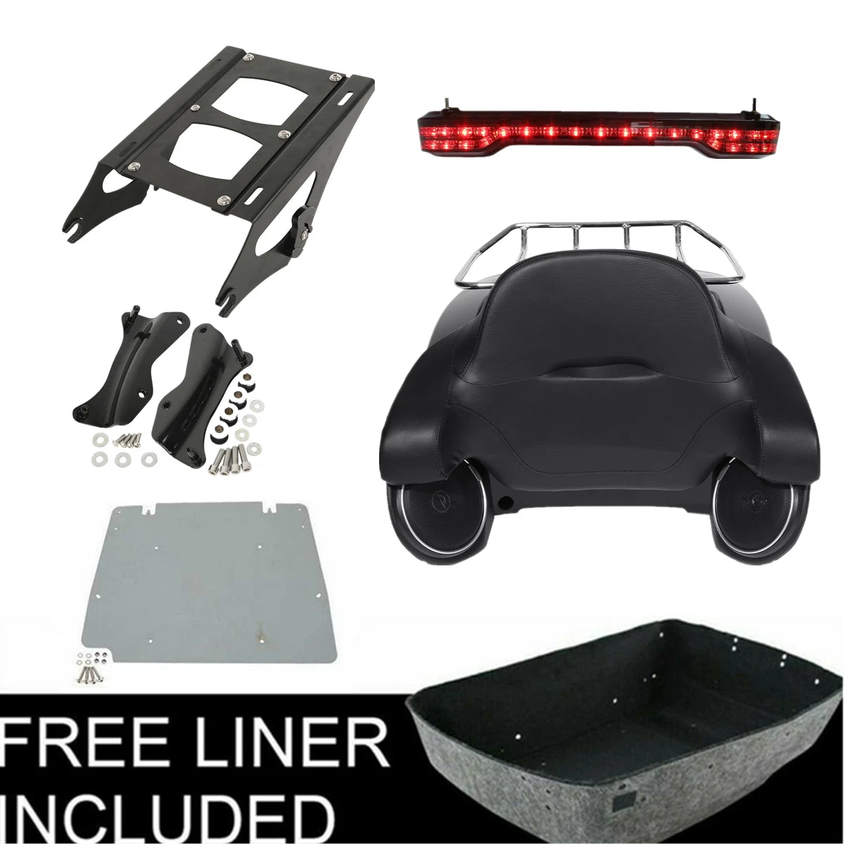 Trunk Pad Mount Rack Speakers for Harley Touring Glide (2014–2026)