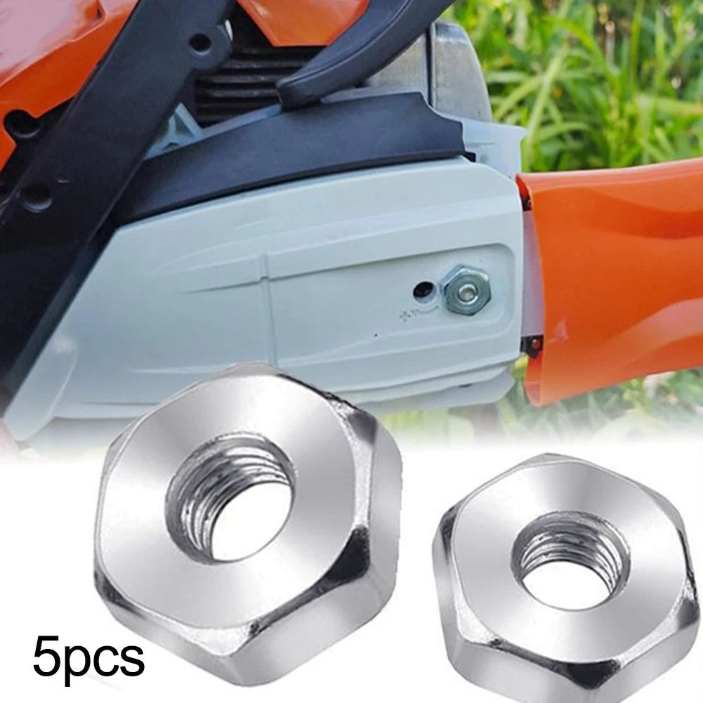 5X Guide Bar Assembly Nuts for M8 Chainsaw - Steel, 19mm Hex