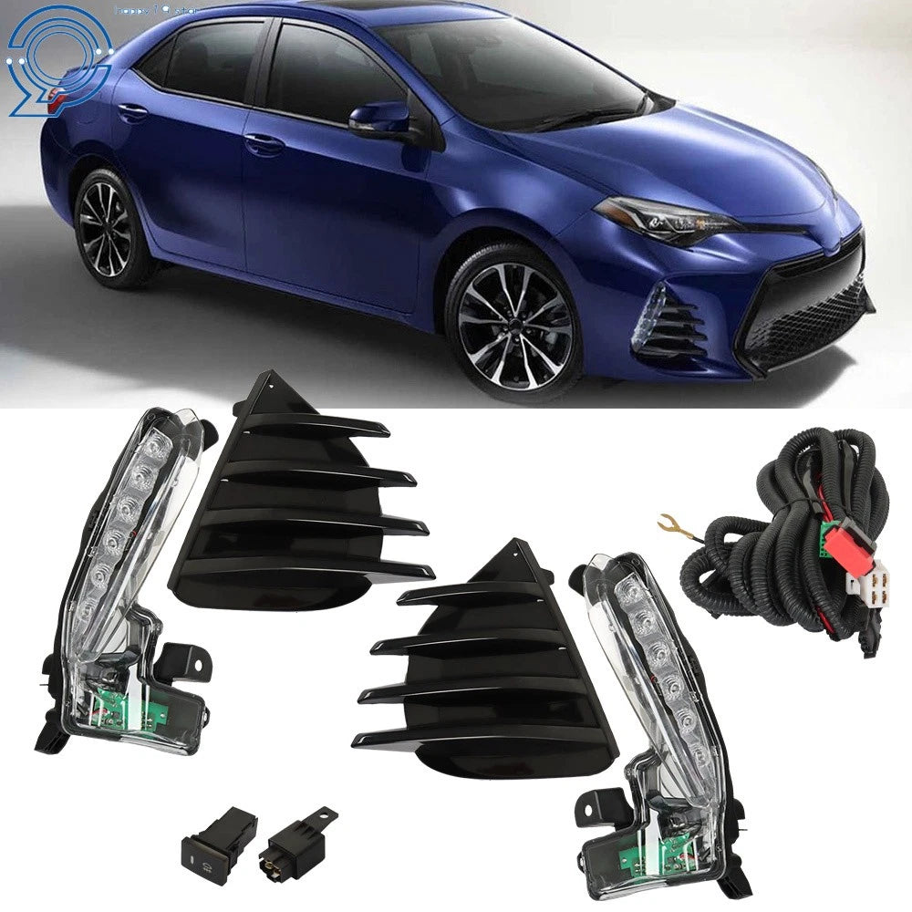 Fog Lamp DRL Light for Toyota Corolla SE XSE (2017–2019) LED Black