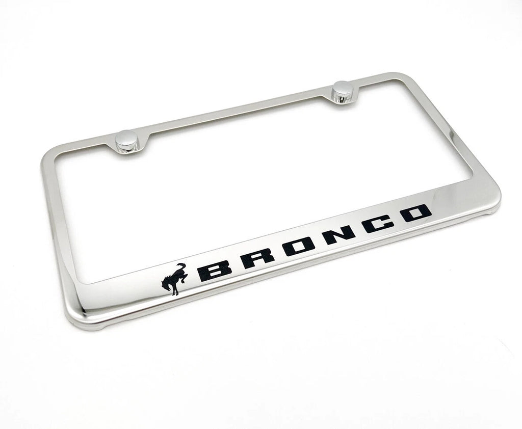 Chrome Stainless License Plate Frame for 2021–2025 Ford Bronco Script Logo